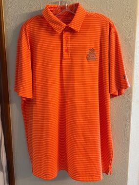 Under Armour Men's Orange Striped Golf Shirt Size XL